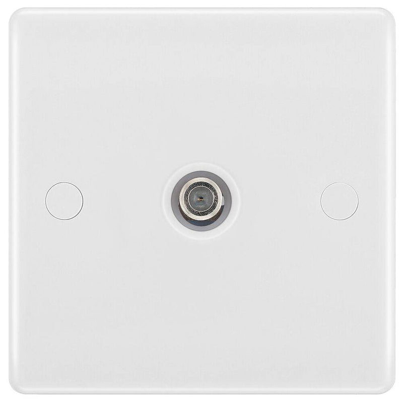 BG 864 Moulded Round Edge | White | 1 Gang Satellite TV Socket Outlet
