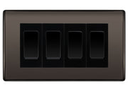 BG Nexus Black Nickel 4-Gang Light Switch 1x 2-Way + 3x Intermediate – Black Inserts by British General (BG-NEXUS-BN-4G-COMBO-3X-INT-1X-2WAY-BL)