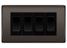 BG Nexus Black Nickel 4-Gang Light Switch 1x 2-Way + 3x Intermediate – Black Inserts by British General (BG-NEXUS-BN-4G-COMBO-3X-INT-1X-2WAY-BL)