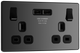 BG PCDBC22U3B Black Chrome Evolve 2 Gang 13A 2x USB-A 3.1A Switched Socket Outlet - Black Insert
