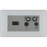 BG Screwless Polished Chrome 4G Faceplate with HDMI + TV/FM/SAT Module - Grey by British General (BG-FPCEMR4-HDMI-TVFM2G)
