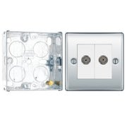 BG Nexus Polished Chrome Diplex TV/FM Socket NPC66 with 25mm Steel Back Box by British General (BG-NPC66+HGS02)