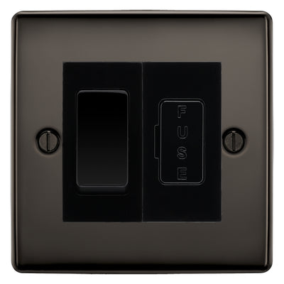 BG Nexus Metal Black Nickel 20A Double Pole Switch & 13A Fused Spur Plate | Black Insert