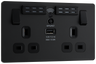 BG Evolve PCDMB22UWRB Matt Black 2 Gang 13A WiFI Socket-Black Insert by British General (BG-PCDMB22UWRB-Shopify-SA_1)