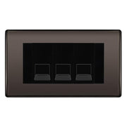 BG Nexus Black Nickel 3 Gang RJ11 Telephone Socket Euro Module - Black Insert by British General (BG-NBNRJ113B)