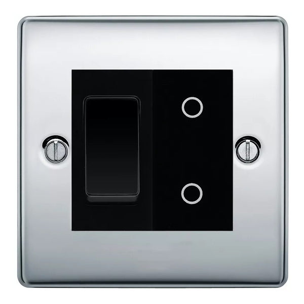 BG Polished Chrome 2 Gang Custom Switch 1x 2 Way Switch 1x Secondary Touch Dimmer Black Inserts