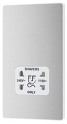 BG PCDBS20W Brushed Steel Evolve 115-240V Dual Voltage Shaver Socket - White Insert by British General (BG-PCDBS20W-Shopify-SA_1)