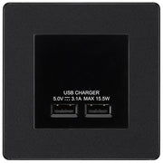 BG Evolve Matt Black Dual USB Charger 3.1A Output Socket - Black Insert by British General (BG-PCDMBEMS2B+EMUSB3B)