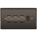 BG Black Nickel 4 Gang Light Switch 3x Trailing Edge LED Dimmer 1x 2 Way Custom Switch