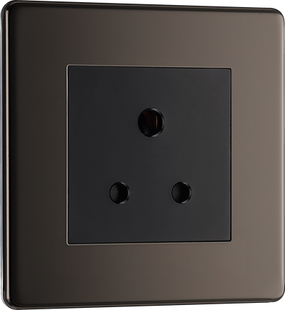 BG FBN29B Screwless Flatplate 1G Unswitched Socket Round pin 5 Amp (Black Nickel)