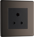 BG FBN29B Screwless Flatplate 1G Unswitched Socket Round pin 5 Amp (Black Nickel)