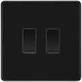 BG Screwless Matt Black 2G Grid Switch Kit – 20A 2-Way & Retractive Press Module