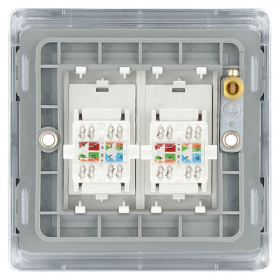 BG Nexus Polished Chrome 2 Gang RJ45 Double Data Outlet NPCRJ452 with 35mm Steel Back Box