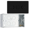 BG Screwless Matt Black 200W 2 Way Triple Trailing Edge Dimmer Switch FFB83 with 35mm Steel Back Box by British General