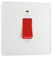 BG PCDCL74W Pearlescent White Evolve 45A 2 Pole LED Switch - White Insert by British General (BG-PCDCL74W-Shopify-SA_1)