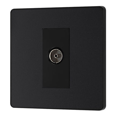 BG Evolve Matt Black Single Co-Axial Socket PCDMB60B with 35mm Steel Back Box