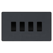 BG Evolve Matt Grey 4 Gang Intermediate Custom Grid Light Switch by British General (BG-Evolve-MG-4G-CUSTOM-4x INT SWITCH)