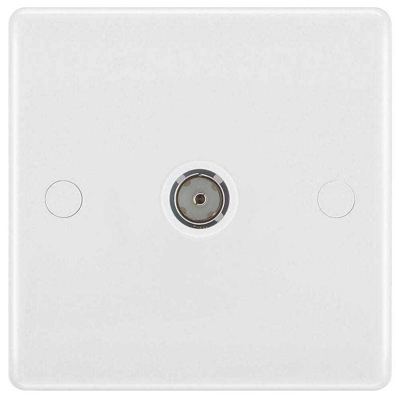 BG 862 Moulded Round Edge | White | 1 Gang Isolated Co-Axial TV Socket Outlet