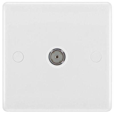 BG 862 Moulded Round Edge | White | 1 Gang Isolated Co-Axial TV Socket Outlet by British General (BG-862)