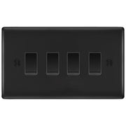 BG Matt Black 4 Gang Switch 2x Intermediate 2x 2 Way Light Switch Custom Grid by British General (BG-NEXUS-MB-4G-CUSTOM-2x-INT-2x-2WAY-SP)