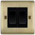 BG Nexus Antique Brass 2 Gang 20AX 2-Way Switch Custom Grid – Black Insert