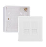 BG White Moulded Double RJ11 Telephone Socket Euro Module with 32mm Back Box - White Insert by British General (BG-EMRJ11W-2G-32)