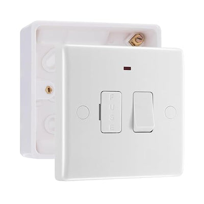 BG Nexus 13A Switched Spur + Neon + Cable Outlet White & 32mm Pattress Back Box by British General (BG-853+891)