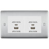 BG Brushed Steel 4G Euro Plate with 45W USB A+C Charger Modules - White Insert by British General (BG-NBSEMR4+EMUSBAC45W)