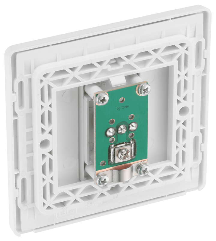 PCDBS60W Back - This Evolve Brushed Steel single coaxial socket from British General can be used for TV or FM aerial connections.