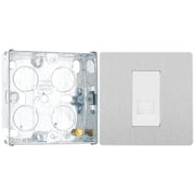 BG Evolve Brushed Steel Single Master Telephone Socket PCDBSBTM1W with 25mm Steel Back Box