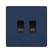 BG Evolve Matt Blue Custom Appliance Grid Switch 2 Gang Screwless by British General (BG-EVOLVE-MATT-BLUE-2GANG-APPLIANCE)