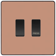 BG Evolve Polished Copper 2G Grid Switch – 20A 2-Way & Retractive Press Module by British General (BG-Evolve-CP-2G-1x2Way-1xPress)