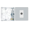 BG Screwless Polished Chrome 1 Gang Satellite Socket FPC64 with 25mm Steel Back Box