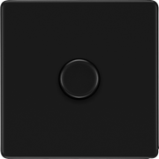 BG Flatplate Screwless Matt Black Trailing Edge Single Dimmer Switch LED FFB81 by British General (BG-FFB81-1)