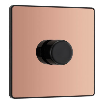 BG Evolve PCDCP81B Polished Copper 1 Gang 200W Intelligent Trailing Edge Dimmer Switch - Black Insert
