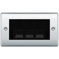 BG Nexus Polished Chrome 3 Gang IDC Secondary Telephone Socket - Black Insert