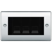 BG Nexus Polished Chrome 3 Gang IDC Secondary Telephone Socket - Black Insert by British General (BG-NPCBTS3B)