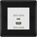 BG Nexus Matt Black 45W USB Wall Socket Euro Module USB-A & C - White Insert