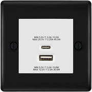 BG Nexus Matt Black 45W USB Wall Socket Euro Module USB-A & C - White Insert by British General (BG-NFBEMS2+EMUSBAC45W)