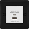 BG Nexus Matt Black 45W USB Wall Socket Euro Module USB-A & C - White Insert by British General (BG-NFBEMS2+EMUSBAC45W)
