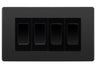 BG Evolve Black Chrome 4 Gang Intermediate Light Switch Custom Grid - Black Insert by British General (BG-EVOLVE-BC-4G-COMBO-4x-INT-BL)
