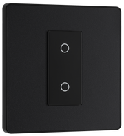 BG PCDMBTDS1B Matt Black Evolve 1 Gang 200W Trailing Edge Secondary Touch Dimmer - Black Insert by British General (BG-PCDMBTDS1B-Shopify-SA_1)