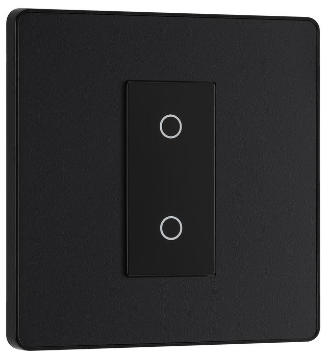 PCDMBTDS1B Front - This Evolve Matt Black single secondary trailing edge touch dimmer allows you to control your light levels and set the mood.