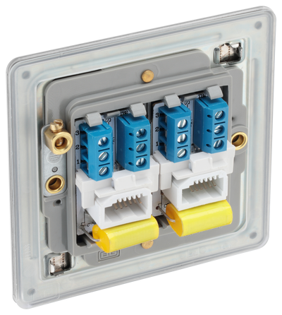 FBSBTM2 Back  - This master double telephone socket from British General uses a screw terminal connection and should be used where your telephone line enters your property.