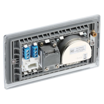 BG Nexus Polished Chrome Triplex TV/FM/Sat Socket + Return & Tel. NPC68 with 35mm Steel Back Box
