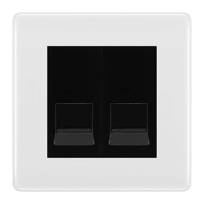 BG White Moulded Double IDC Secondary Telephone Socket - Black Insert by British General (BG-NWMBTS2B)