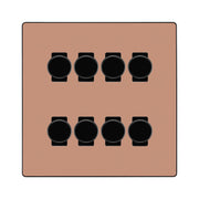 BG Evolve Polished Copper 8 Gang Trailing Edge LED Dimmer Light Switch 2 Way Custom Switch by British General (BG-Evolve-PC-CUSTOM-8G-8x-DIMMER-2WAY)