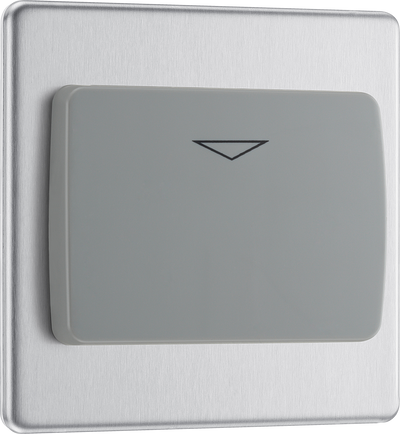 BG FBSKYCSG Nexus Flatplate Screwless 16A - Hotel Key Card Switch Brushed Steel - Grey Insert