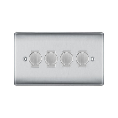 BG Nexus Metal Brushed Steel 4G Dimmer Switch by British General (BG-NEXUS-BS-4G-CUSTOM-DIMMER)