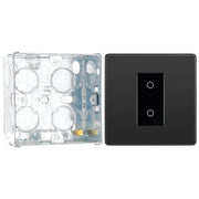 BG Evolve Black Chrome Single Secondary Touch Dimmer Switch PCDBCTDS1B with 35mm Steel Back Box